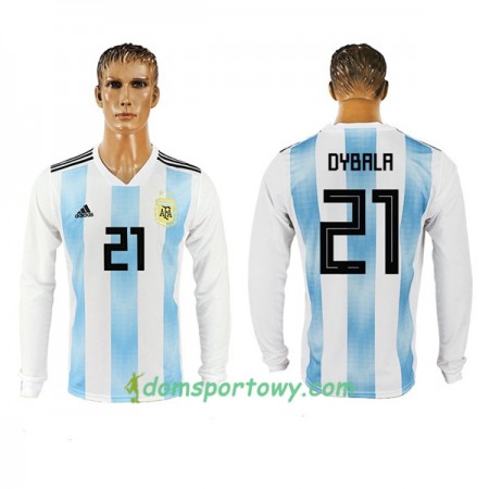 Koszulka Argentyna Dybala 21 Domowe Koszulki Piłkarskie Mistrzostwa Świata 2018 Długi Rękaw